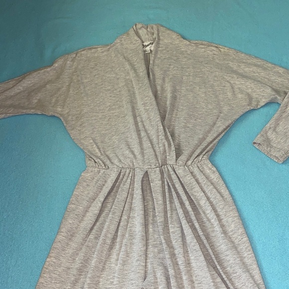 DREAMS pleated wrap style pull on jumpsuit heather gray dolman sleeves size S - Picture 2 of 12